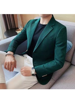 Buy 2023 Mens Slim Waffle Blazer Korean Casual Autumn JacketGreen Green in Saudi Arabia