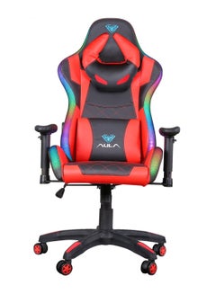 Buy F8041 Gaming Chair with RGB LED Light Adjustable Reclining Back and Armrest Red in UAE