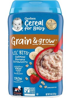 Buy Lil' Bits Baby Cereal Oatmeal Banana Strawberry 227 G in UAE