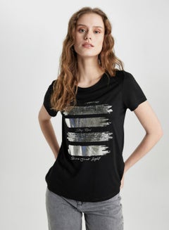 اشتري Regular Fit Crew Neck Printed Short Sleeve T-Shirt في الامارات
