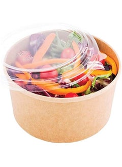 اشتري SNH PACKing Kraft Salad Bowl 750ml Bio Disposable Bowl Brown With Lid 10 Pieces في الامارات