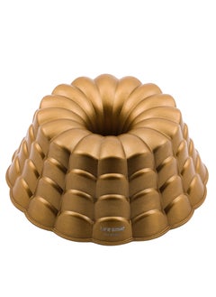 Buy Cake Mold Belle Bundt  - Extra Thick Aluminium Cake Pan - Non Stick Coated Cake Pan Oven Safe - Oven Pan Gold (Size: 24CM x 24CM x 10CM) in UAE