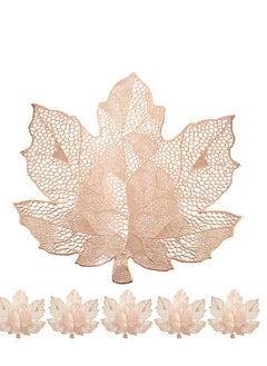 اشتري Fall Leaf Placemats Set of 6,Thanksgiving Placemats Harvest Maple Placemats 16X17inch for Party, Holiday and Wedding Table Decor（ Champagne Gold） في الامارات