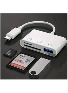 Buy USB C SD Card Reader 3 In 1 USB-C SD/TF/CF Card Reader for Mac Computer PC Laptop Multifunction Card Adapter White in Saudi Arabia