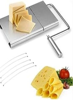 اشتري Stainless Steel Modern Cheese Slicer, Stainless Steel Cheese Cutter,Wire Cheese Slicer for Cheese Butter, Equipped with 5 Replaceable Cheese Slicer Wires في مصر