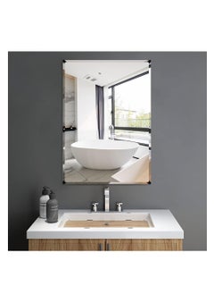 اشتري Bathroom Mirror Vanity Makeup Mirror Wall Mounted Frameless Rectangular Mirror for Bathroom Vanity Bedroom Dressing Table Vertical or Horizontal Hanging (50 * 70cm, Clear) في الامارات