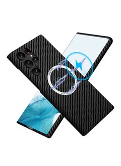 Buy for Samsung Galaxy S24 Ultra Carbon Case Compatible with Magsafe Case, Ultra Slim S24 Ultra Carbon Fiber Texture Case, Galaxy S24 Ultra 5G Thin Hard PC Magnetic Protective Case-Black in UAE