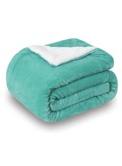 Buy Sherpa Blanket Single Size Twin Plush Throw Bed Blanket Flannel Fleece Reversible Lamb Blanket Warm and Plush Travel Blanket Cyan 160x220 cm in UAE