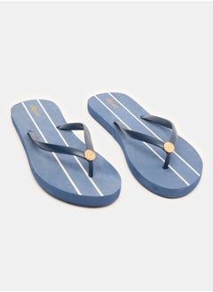 اشتري Everyday Striped Flip Flops With Brand Logo في مصر