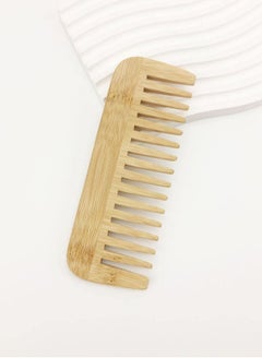 Buy Bamboo Wood Hair Comb With Wide Teeth Suitable For Straight and Curly and Knotted Hair in UAE