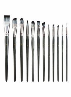 Buy Artist Paint Brush Set of 12 for Watercolor Acrylic Gouache Oil and Tempera Painting Fine Arts Painting Brush Painting Tools with Black Nylon Wool in Saudi Arabia