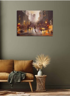 Buy Framed Canvas Wall Art Stretched Over Wooden Frame, View of New York Landscape Orientation Oil Painting, For Home, Living Room, Office Decor in Saudi Arabia