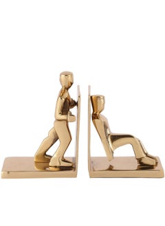 Buy Working Man Bookend -bookends-Decorative book ends Working man book holder, Silver book holder,Book Shelf Accent,Decoration for Library Office Home (Gold) in UAE