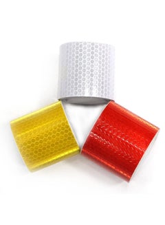 Buy Rana store high visibility reflective safety warning tape for vehicles, trailers, multi-use bicycle helmets (width 5cm, length 3m, color red, gold, white) - 3pcs in Egypt