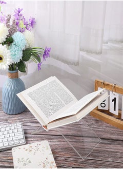 Buy Quran Bible Magazines Recipe Book Stand Acrylic Clear Book Holder Best For Open And Closed Book Reading in UAE