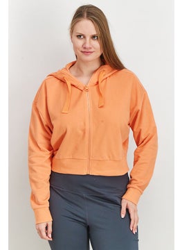 اشتري Women Sportswear Fit Plain Sports Hoodie, Orange في الامارات