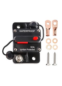 اشتري 50 Amp Circuit Breaker DC 12V-48V/50A Circuit Breaker Waterproof Inline Fuse Inverter with Manual Reset Switcher for Boat Trolling Motor/Marine ATV/Vehicles Stereo Audio/Battery/Solar System في الامارات