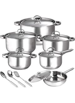 Buy Stainless Steel Kitchenware Set,15 Pieces,Food Grade Material,Easy to Clean,Near Dishwasher Safe,Cooking Party Food,For Home/Hotel in Saudi Arabia