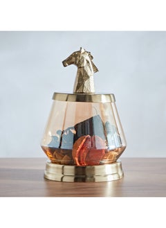 Buy Jax Horse Metal and Lusture Glass Decorative Jar 14.5 x 22 x 14.5 cm in UAE