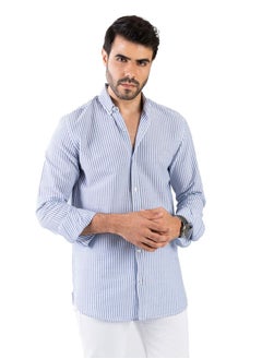 Buy Men's Shirt - Made Of Cotton -  Blue - Multicolor in Egypt