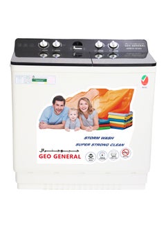 Buy Geo General 18KG Semi Automatic Twin Tub Washing Machine, 15min Wash, 5min Spin, Two Inlets, Tempered Glass Cover, 220-240V, 4 Star Water Efficiency, 3 Star Energy Efficiency - Model: GPB18-1916G in UAE