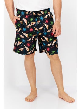 Buy Men Allover Print Drawstring Board Short ,Black Combo in UAE