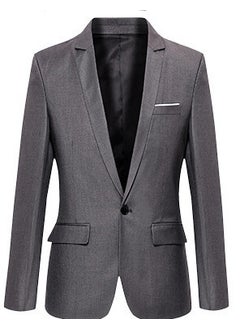 Buy Mens Korean Slim Fit Blazer Jacket Casual Grey in UAE