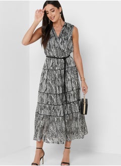 Buy Belted V-Neck Dress in UAE