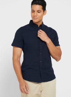 Buy Button Collar Short Sleeve Shirt in Saudi Arabia
