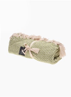 Buy Green recycled cotton throw 125x152cm in UAE