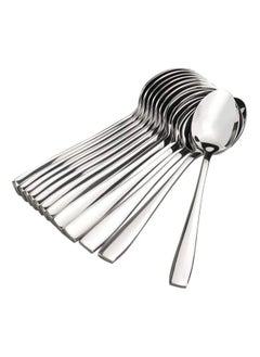 Buy Stainless Steel Dinner Table Spoons Spoon Set Length 16.5 cm Set of 12 Silver in UAE