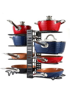 Buy Tycom Pots and Pans Organizer for Cabinet,Kitchen Organizer and Storage Rack,Space Saving Stand with Adjustable Dividers,8 Layer Double Sided With Iron Wire Black. in UAE