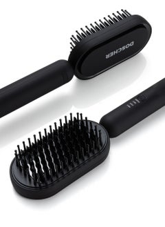 Buy Hair Straightener Brush, Hair Iron with Built-in Comb 30s Fast Ceramic Heating, 3 Temp Settings, Anti-Scald & 60-Minute Auto Shut-Off, Perfect for All Hair Types (Black) in Saudi Arabia