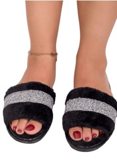 Buy black fur slipper with crystals 36/37 in Egypt