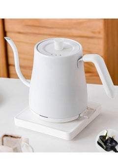 Buy Gooseneck kettle hand poured coffee pot, instant hot electric kettle 800ml 1000W power stainless steel material matte for home office dormitory-White in Saudi Arabia