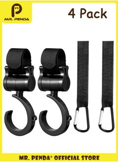 Buy 4 Pack Baby Stroller Hooks for Hanging Diaper Bags, Mommy Bag and Convenient Stroller Accessories, Organizer Hooks, Clips for Strollers Pushchair Buggy (Black) in Saudi Arabia