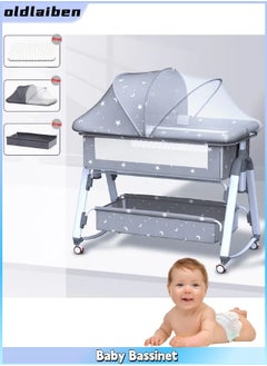 Buy Baby Bassinet, Bedside Sleeper, Foldable Baby Crib with Changing Table, Multifunctional Portable Adjustable Folding Unfolding 3 in 1 Baby Crib and Travel Cot Cradle（Mosquito net plate） in Saudi Arabia