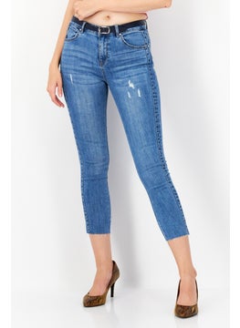 Buy Women Slim Fit Wash Stretchable Denim, Blue in UAE