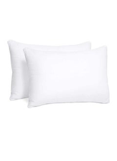 اشتري Set of 2-Pieces Pillows, for Back, Neck, and Shoulder Support Soft Fluffy Pillows Microfiber White في الامارات