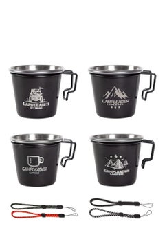 Buy 4pcs Mini Cups with Straps 70ml Stainless Steel Cups for Outdoor Camping Hiking Backpacking Traveling in Saudi Arabia