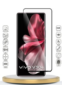 Buy Premium E2E Full Glue Full Cover Tempered Glass Screen Protector For Vivo V30e 5G 2024 Clear/Black in UAE