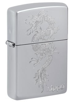 اشتري Zippo AE184621 250 Dragon Design High Polish Chrome Windproof Lighter في الامارات