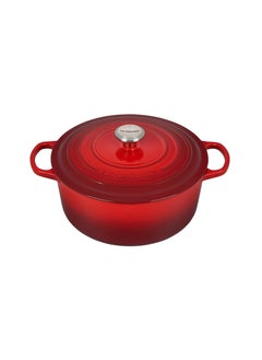 Buy Le Creuset Signature Cerise Cast Iron 28cm Round Casserole in Saudi Arabia