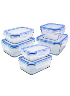 اشتري [3Diamonds] Glass Containers BPA-Free Locking lids Food Storage Container 100% Leakproof Glass Lunch Boxes Freezer Storage container with Lids Airtight Glass Food Storage (Set of 6) في الامارات