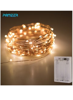 Buy Fairy String Lights 10Mtr 33ft 100 LED Warm White AA Battery Operated LED Strip for EID Ramadan Diwali Wedding Birthday Party Home Decoration Waterproof Single Mode Battery Box Button ON OFF in UAE