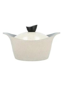 Buy Lahoya Granite Pot With Lid 28 cm Beige Color in Saudi Arabia