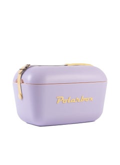 اشتري 20L Pop Cooler Box with Leather Strap , Lilac & Yellow | Rigid Thermal Insulated Ice Box for Beach, Picnic & Party | Convertible Lid & Polypropylene Insulation في الامارات