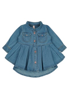 Buy Macitoz Baby Girl Denim Frock Stylish Denim Dress for Your Baby Girl Front Open Stylish Cute Cotton Denim Frock with Pockets for Infant Toddler Baby Girls in UAE
