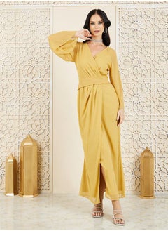 اشتري Embellished Wrap Style Maxi Dress في السعودية