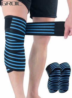 Buy Knee Wraps (Pair) With Strap for Squats, Weightlifting, Nylon Knee Wraps for Compression Elastic Support,Sports Protective Equipment in UAE